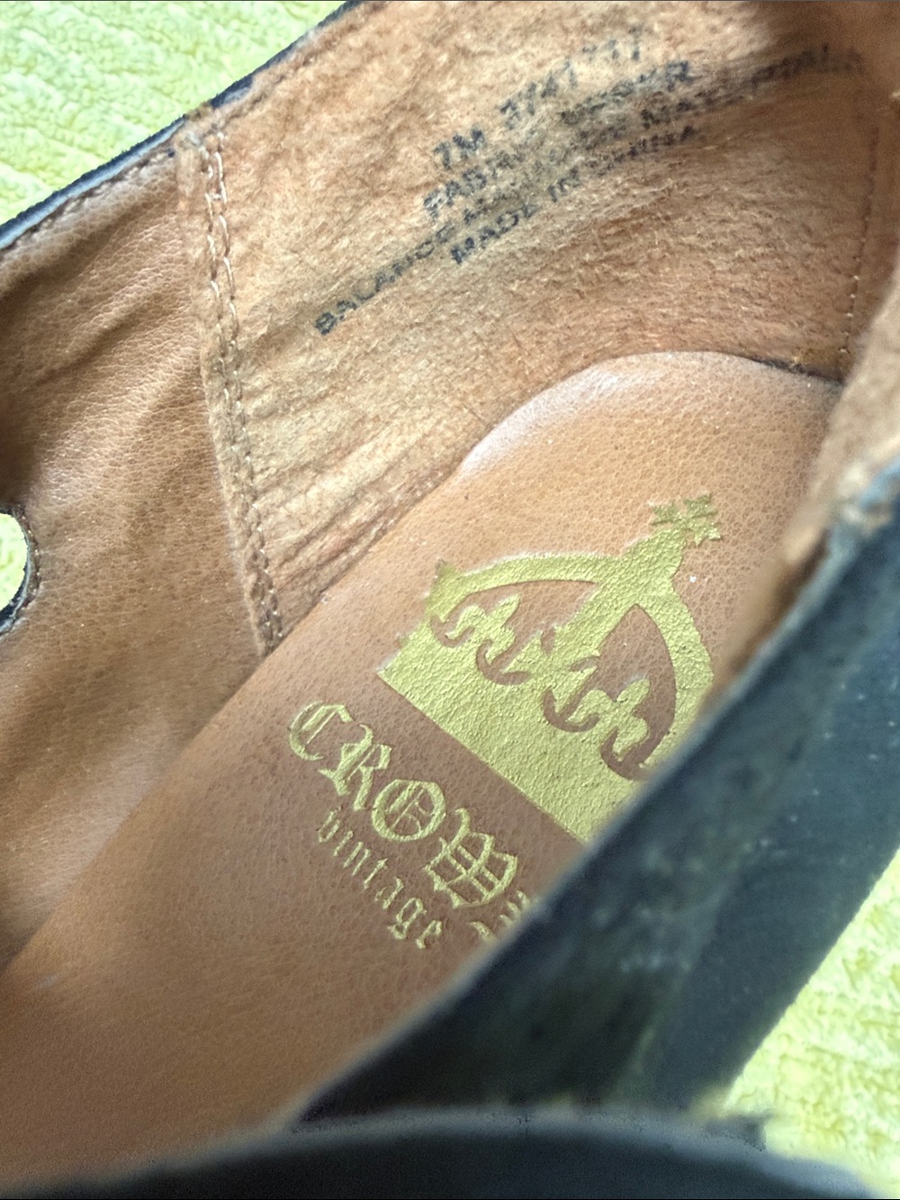 Crown Vintage Black Suede Mary Jane wedge with Tan Insole - Picture 4 of 7